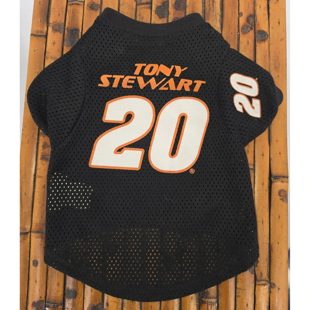 Tony Stewart #20 NASCAR Dog Black Mesh Dog Pet Jerset Shirt