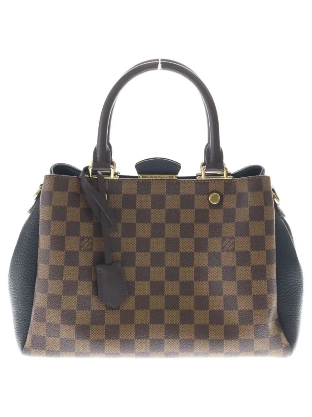 Louis Vuitton Damier Brittany 2-Way Shoulder Bag Brown Black Noir Leather Gold