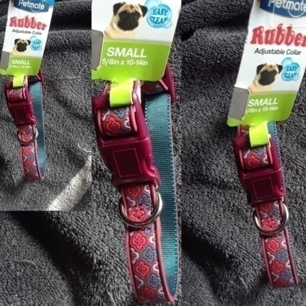 ☄Petmate Adjustable Rubber Red Mosaic Dog Collar