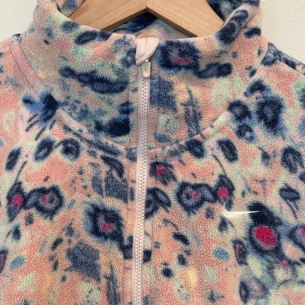 Nike Polar Fleece Half - Zip Pullover in Blue and Pink, Mock Neck, Cropped, XS