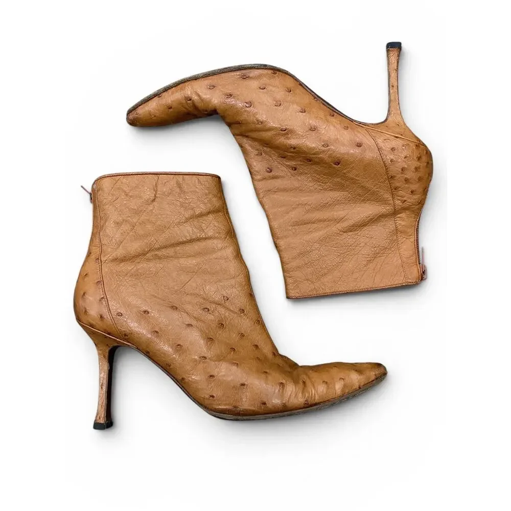 Manolo Blahnik Ostrich Bootie