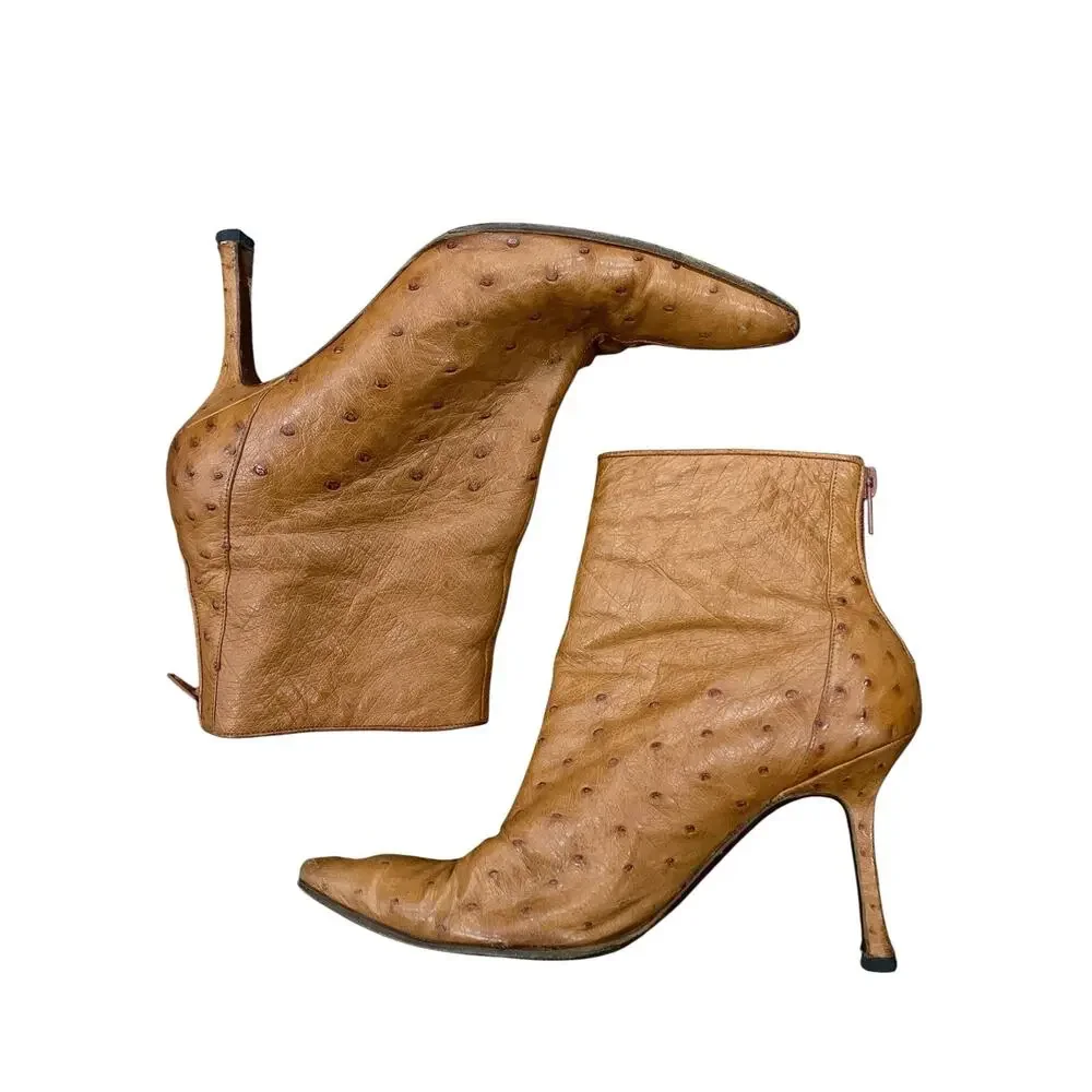 Manolo Blahnik Ostrich Bootie