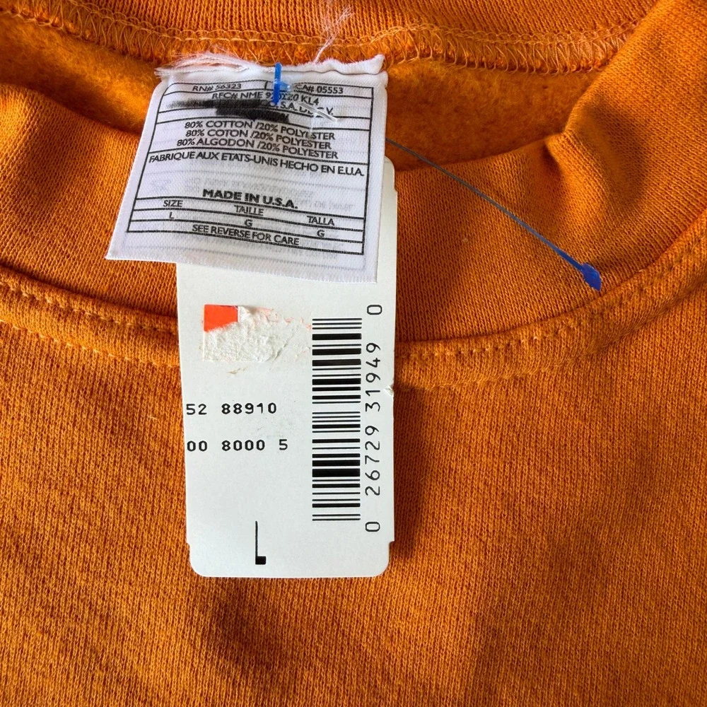 Vintage Blank 90s Nike Orange Crewneck Sweatshirt Made in USA Cotton Pullover L