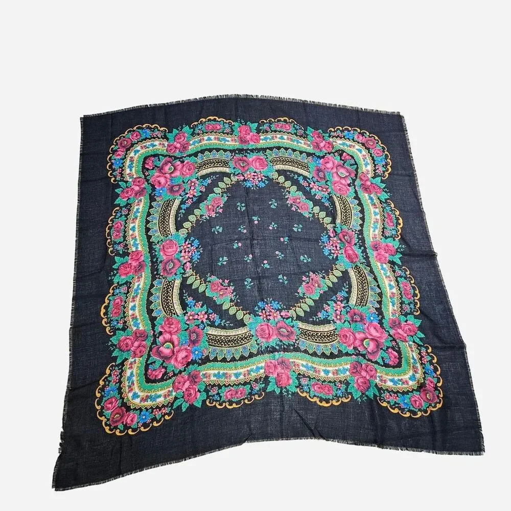 vintage boho whimsigoth folk babushka scarf