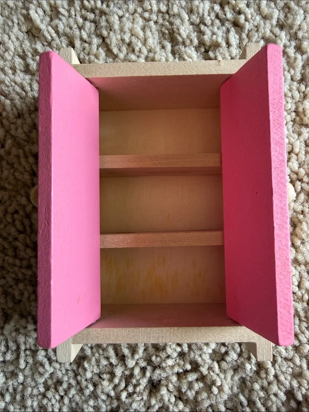 Wood Dollhouse Bedroom Set with Pink Accents