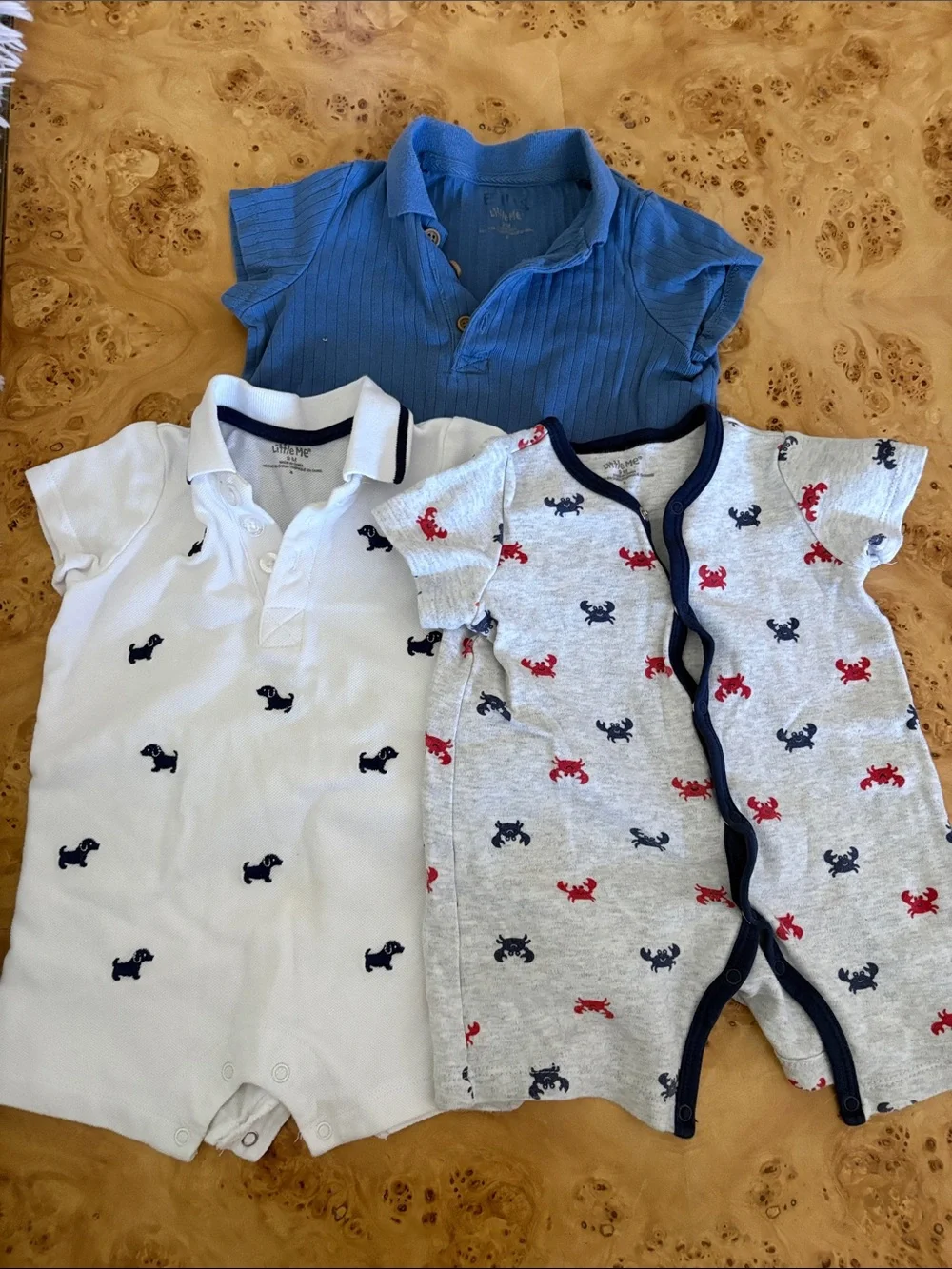 Little Me Romper Set of 3, 9 mo