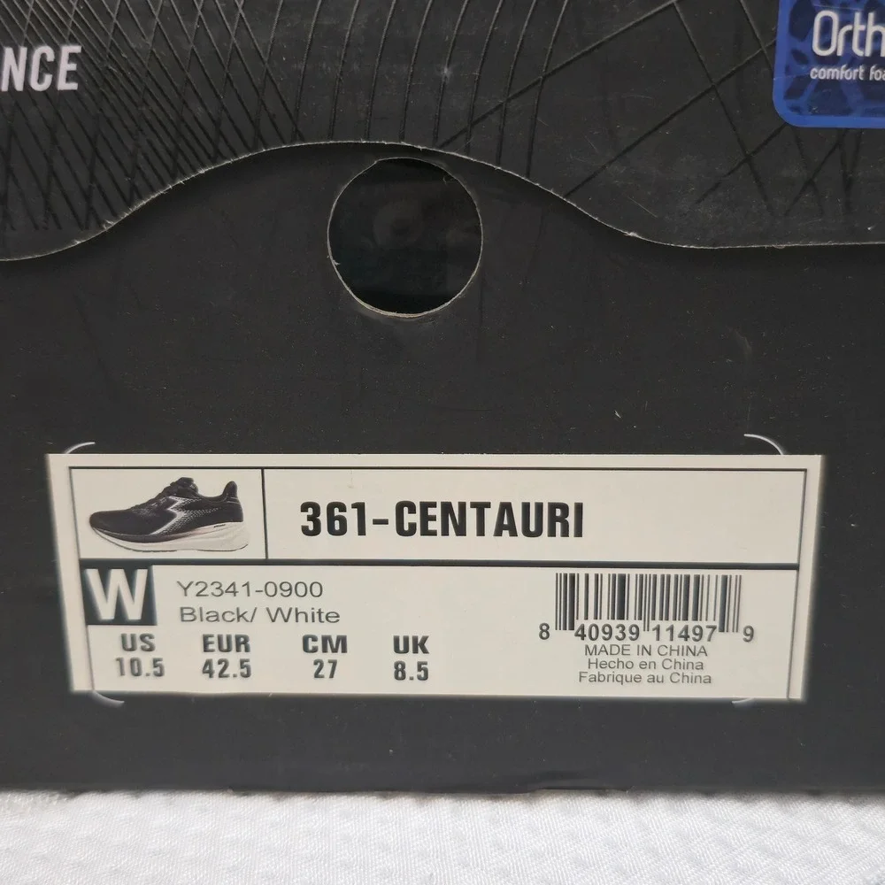 361 Degrees Centauri Womens Running Shoes Black White Y2341-0900 Size 10.5 New