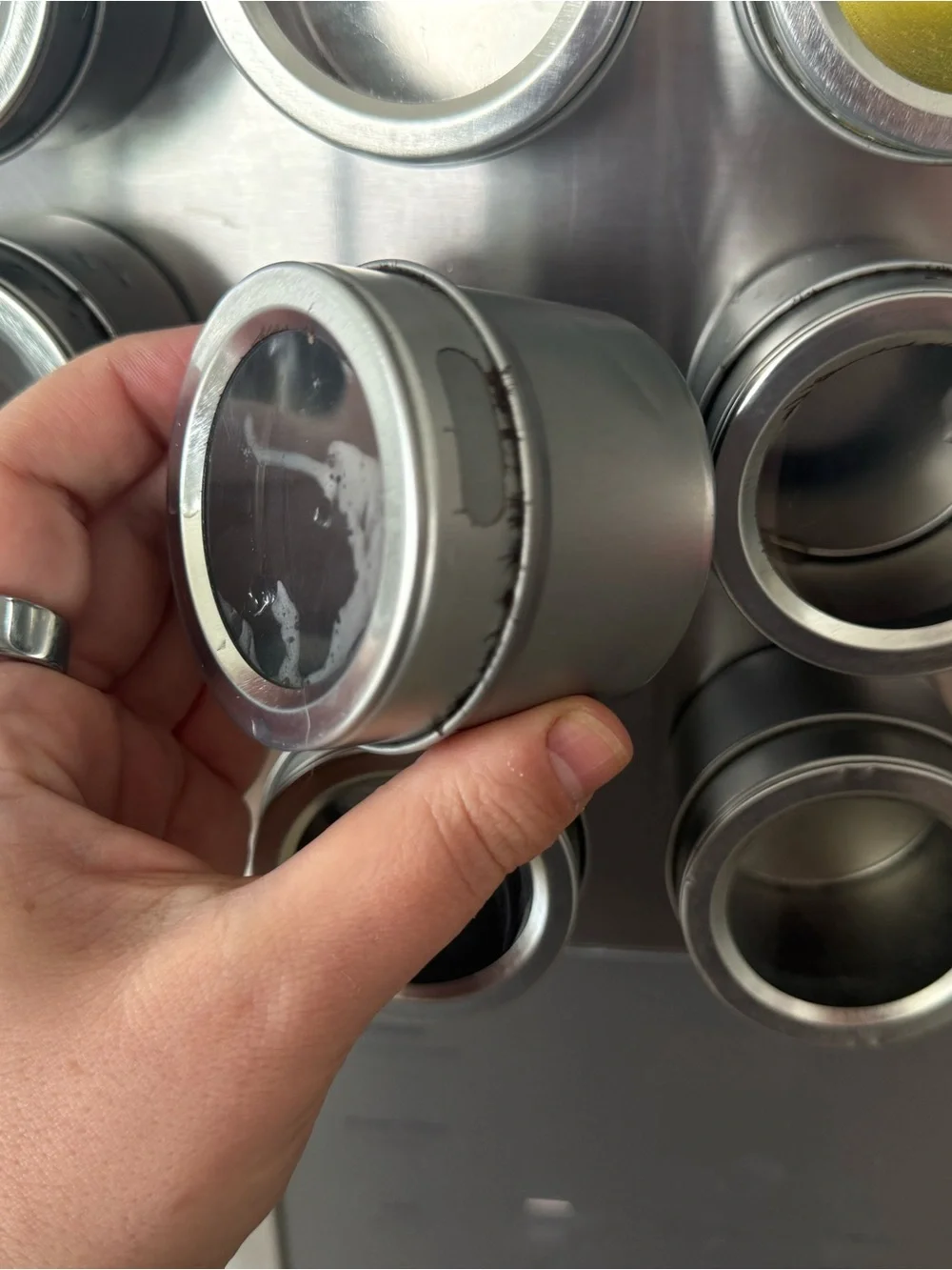 Magnetic Stainless Steel Spice Jars Set - Silver