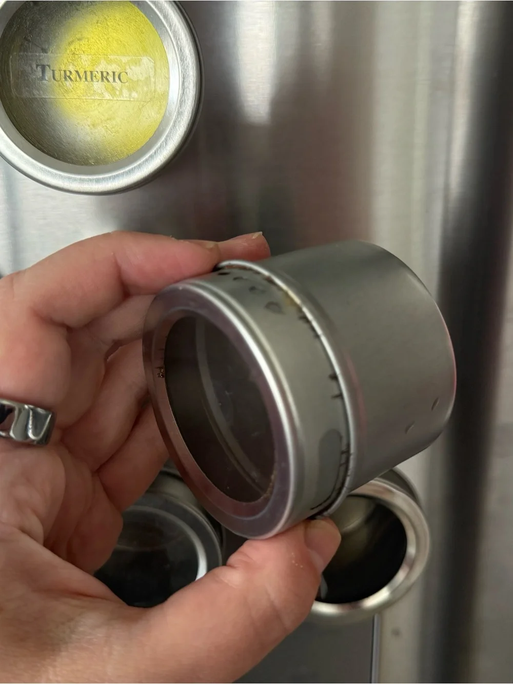 Magnetic Stainless Steel Spice Jars Set - Silver
