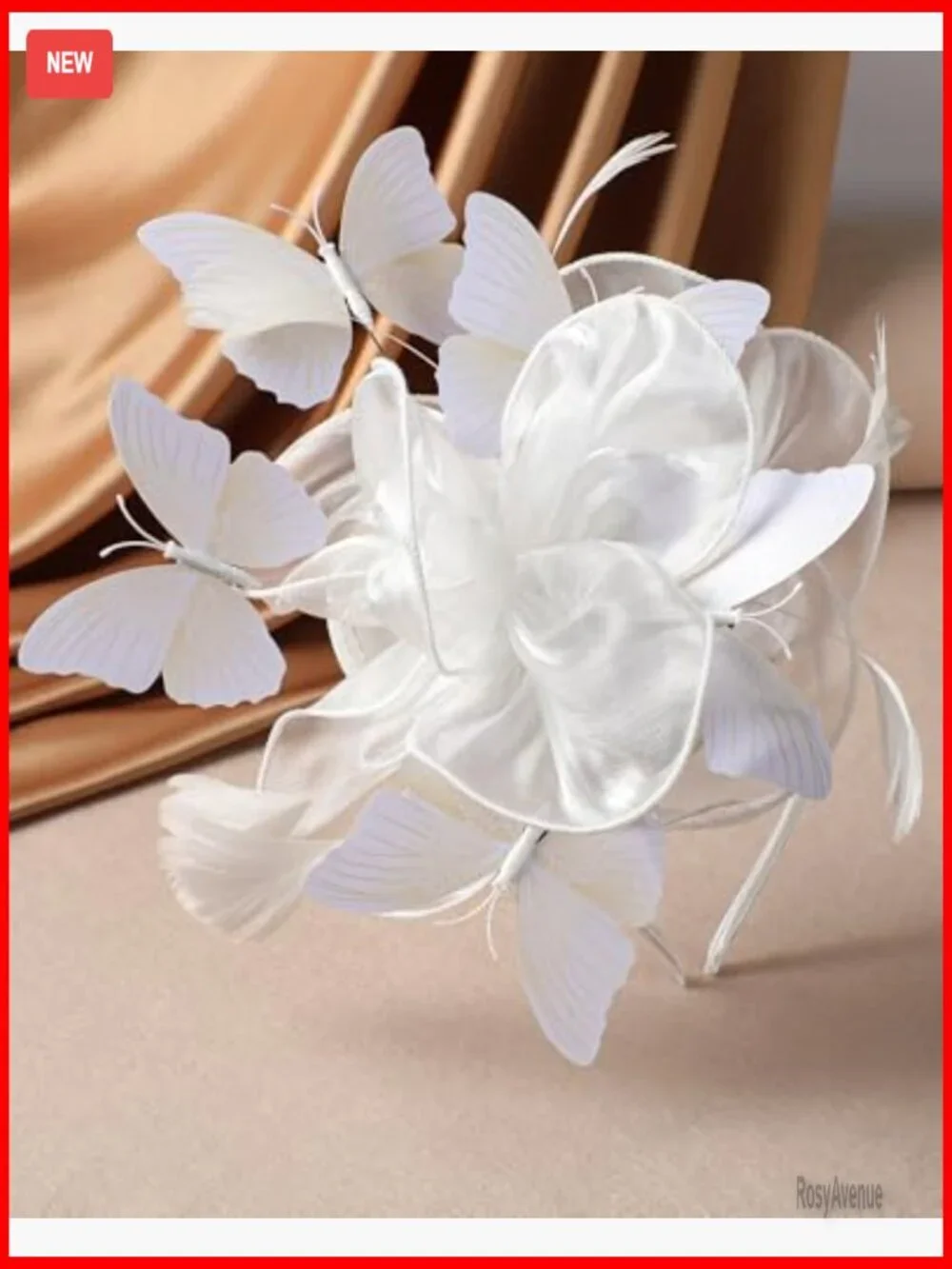 Organza Derby Fascinator Hat with Butterfly Accents and Hairpin