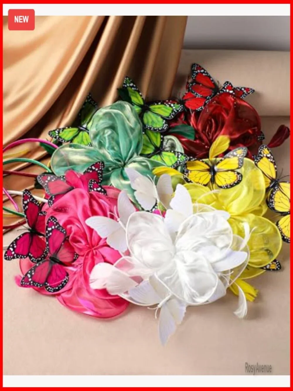 Organza Derby Fascinator Hat with Butterfly Accents and Hairpin