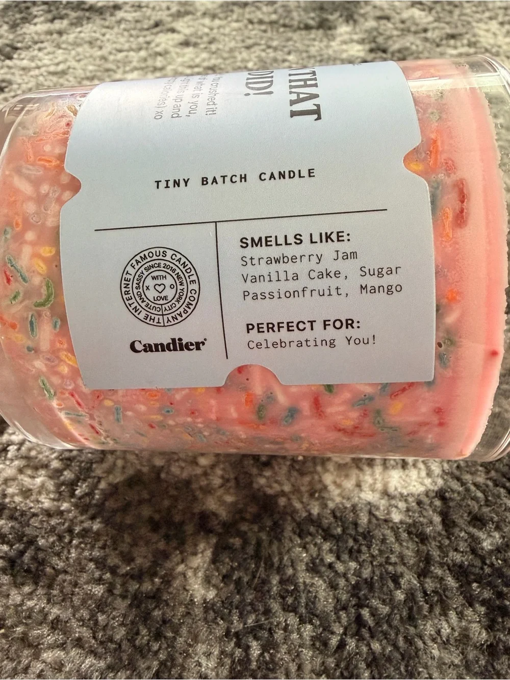 Congrats Pink Sprinkle Celebration Candle
