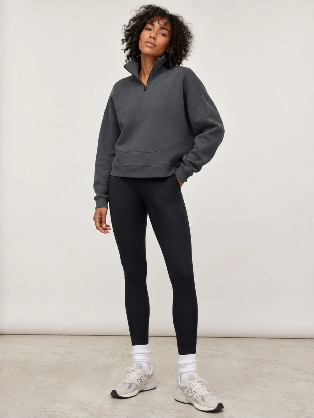 Outdoor Voices Dark Gray Long Sleeve Nimbus 1/4 Zip Pullover Sweatshirt Large