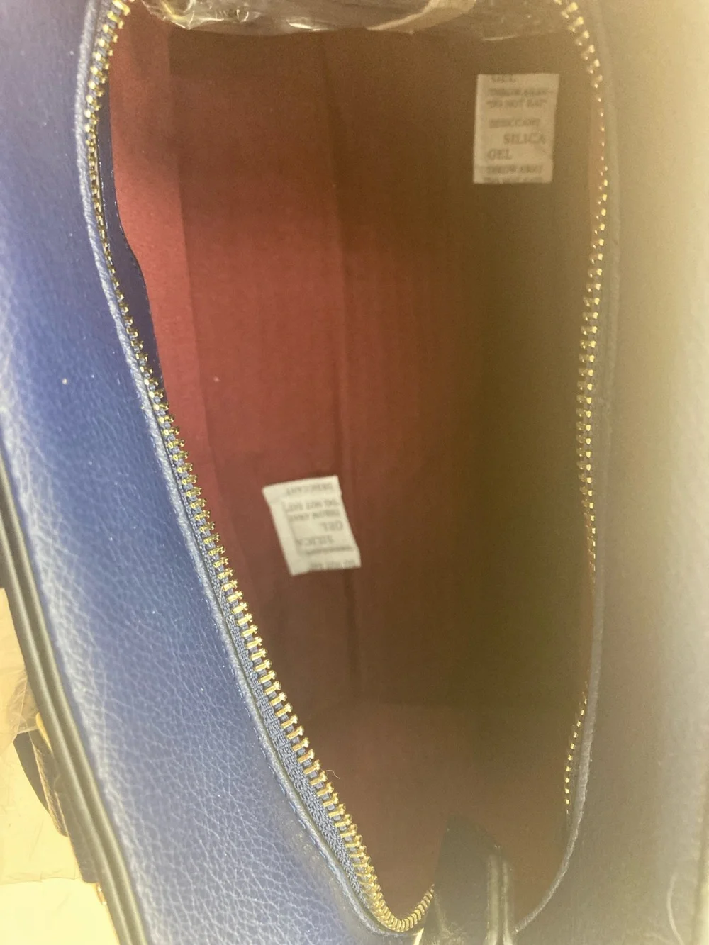 Structured Vegan Navy Satchel with Tassel Accent