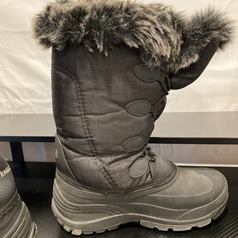 Kamik Snowgypsy3 Faux Fur Lined Winter Snow Boots Black Girls Youth‎ Size 6