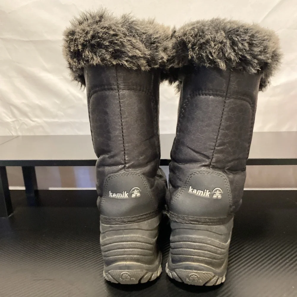 Kamik Snowgypsy3 Faux Fur Lined Winter Snow Boots Black Girls Youth‎ Size 6