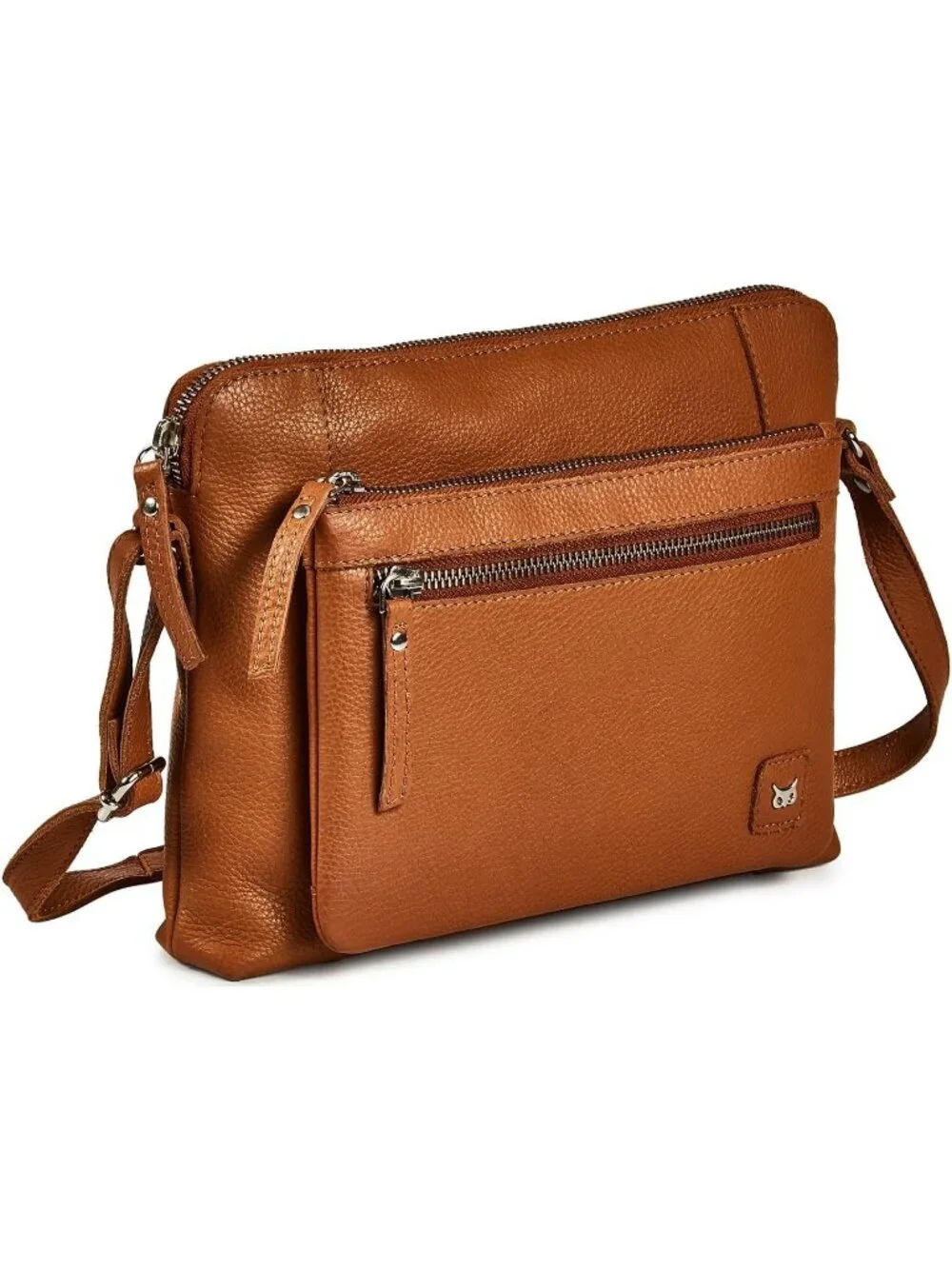 Women's Cognac Genuine Leather Sling Purse with Adjustable Strap Crossbody bags