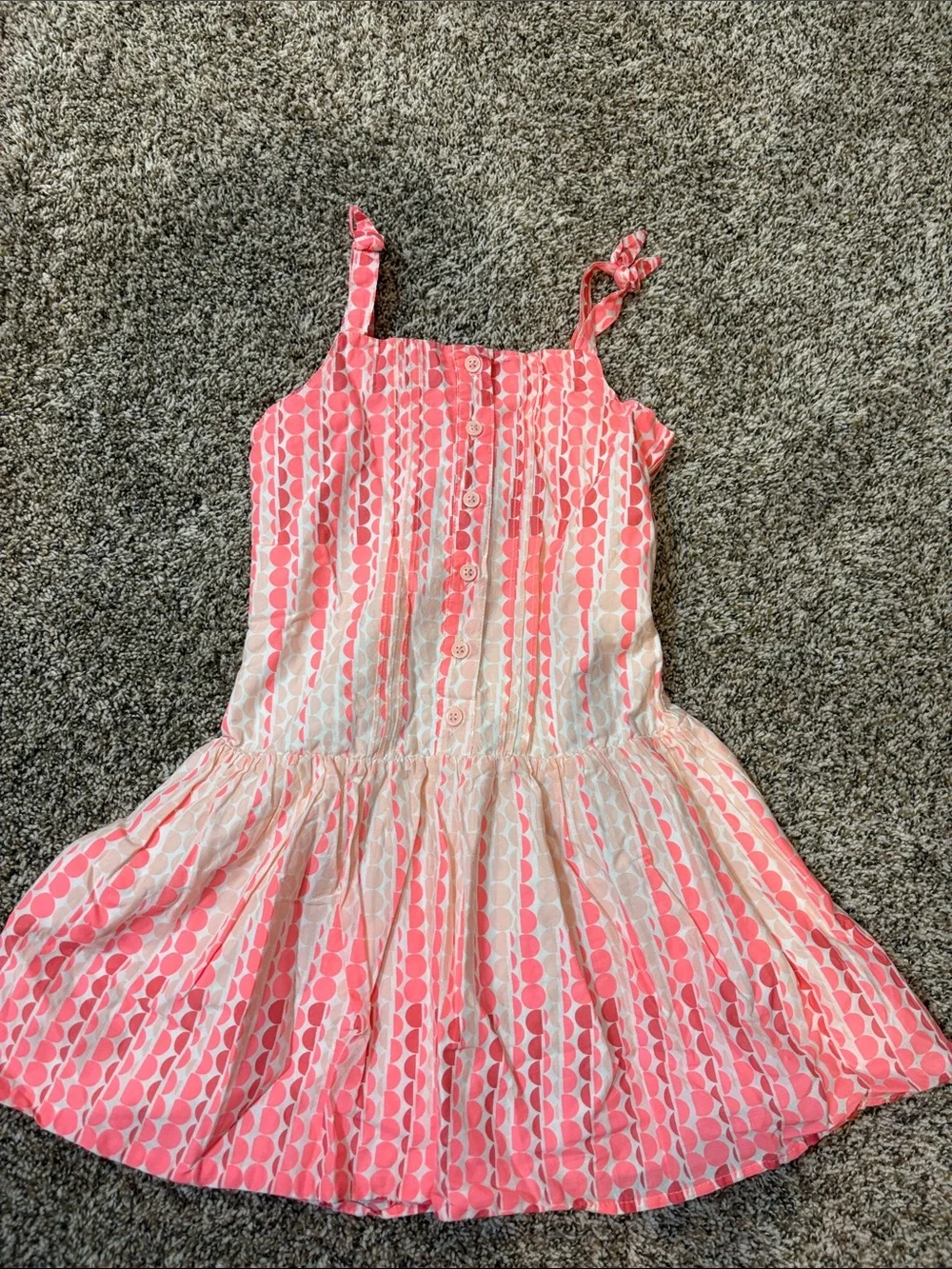Girls' Pink Patterned Sundress with Buttons