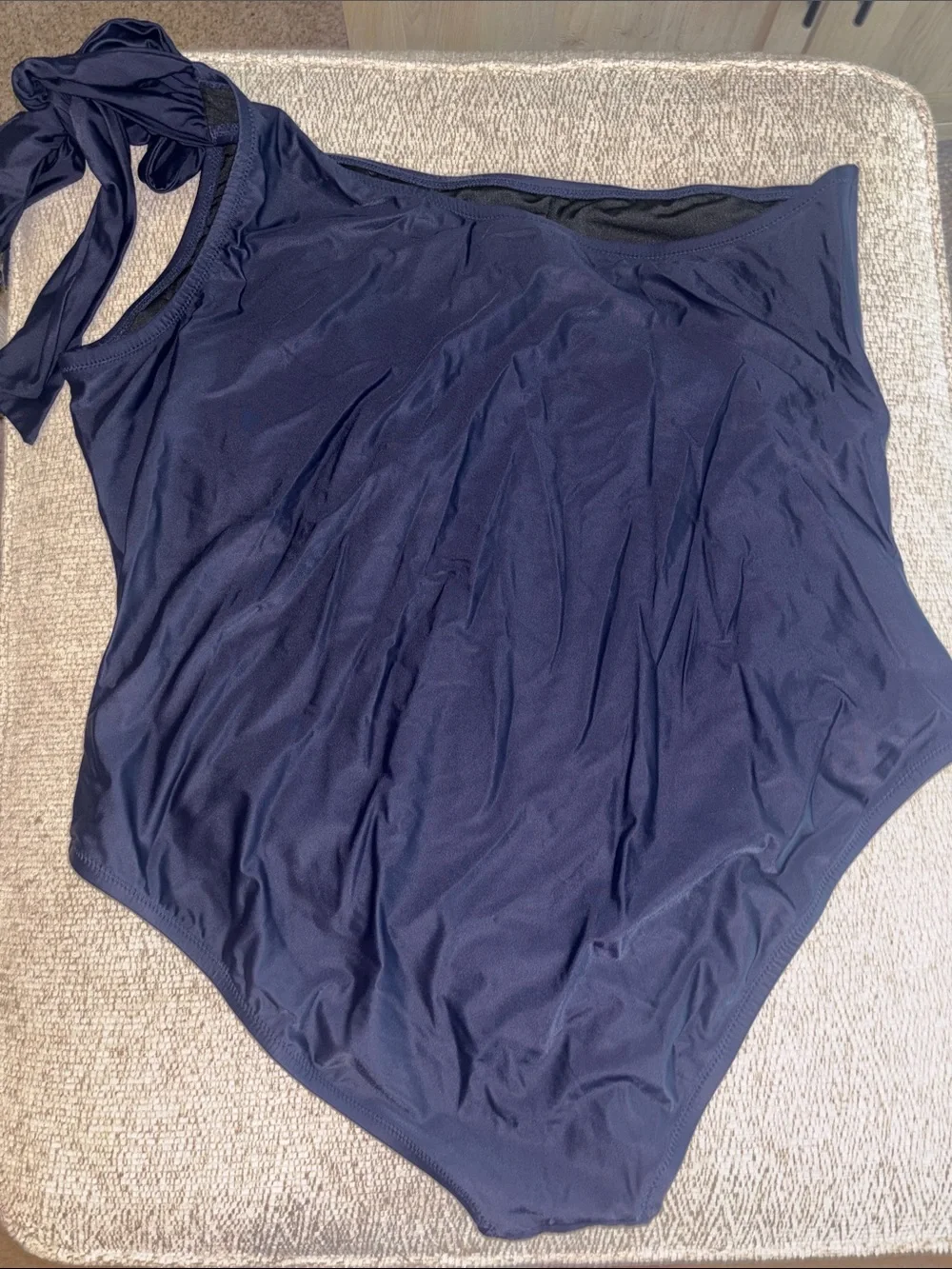 J. Crew Plus Size One-Shoulder Navy Blue Swimsuit with Tie Strap