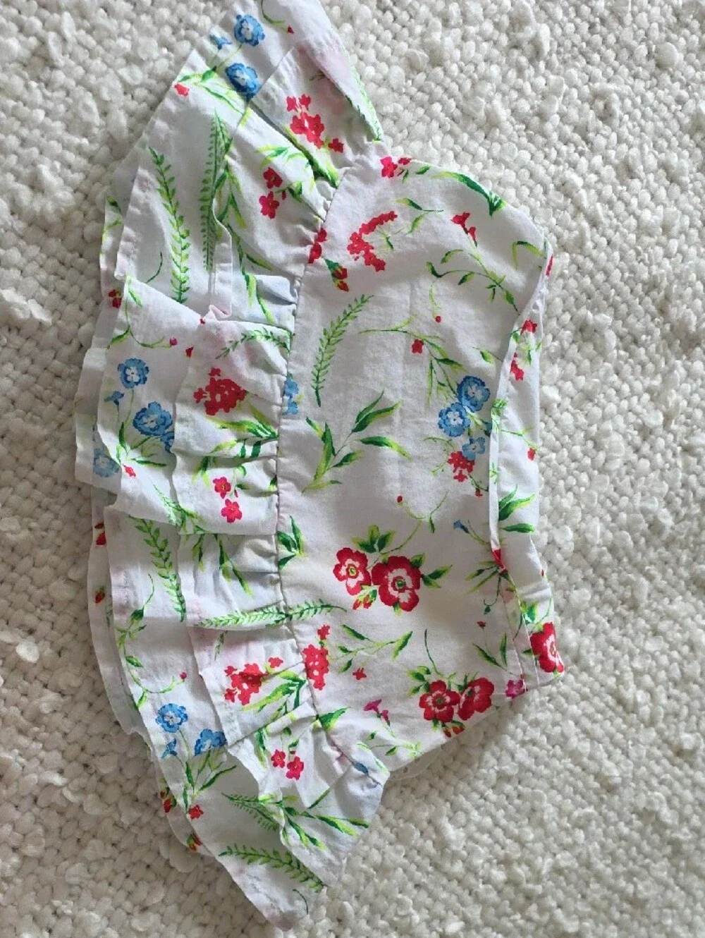 Janie and Jack White Floral Baby Dress with Red and Blue Blooms 3-6 m