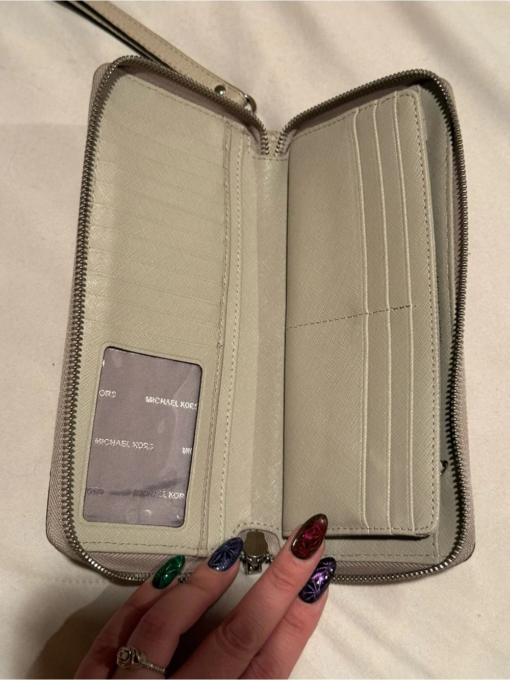 Michael Kors Light Taupe Pebbled Leather Wristlet