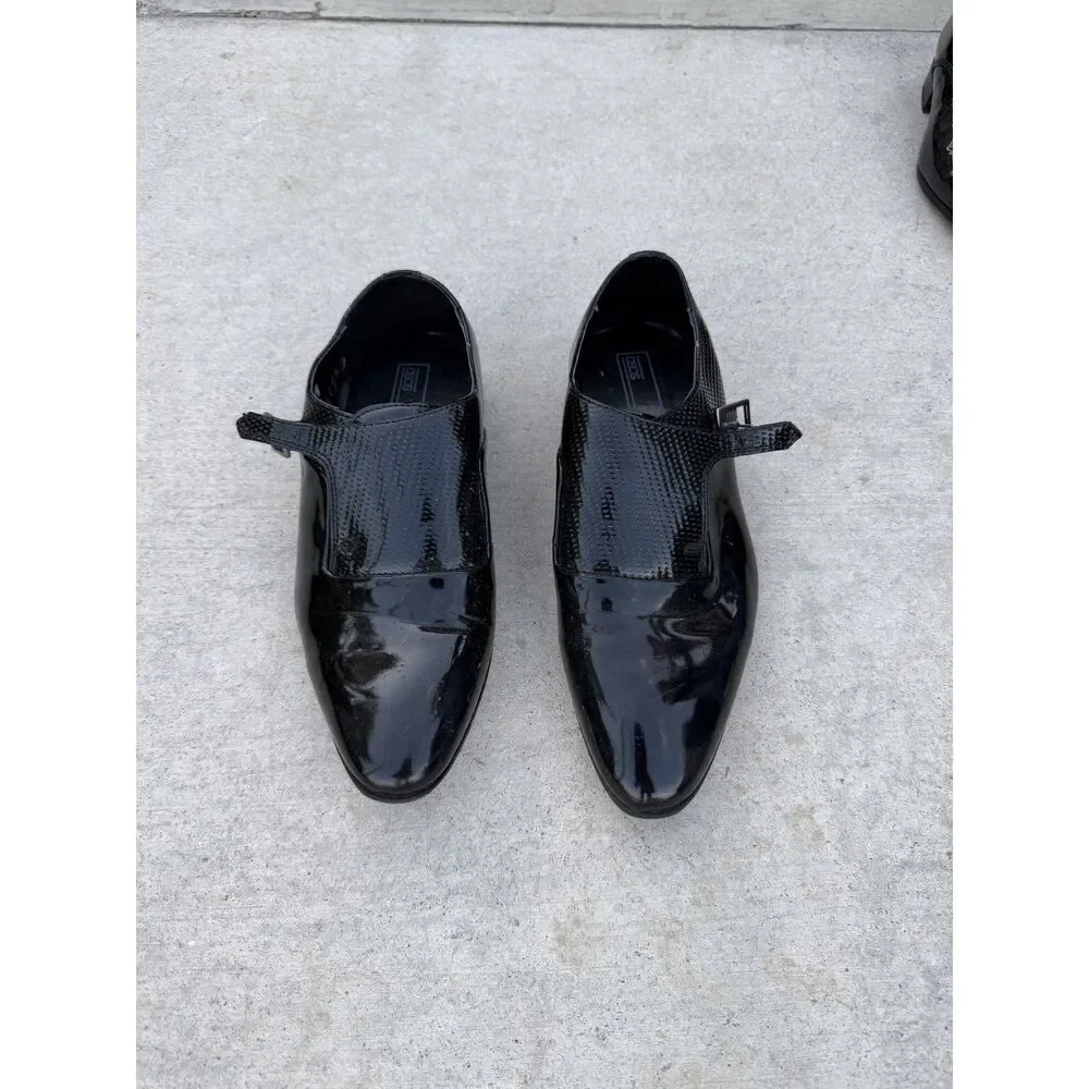 Mens ASOS Design Black Glossy Monk Strap Dress Shoes - Size 8