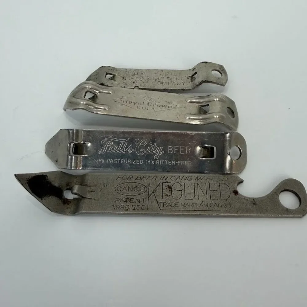 Lot of 4 Vintage Advertising Can/Bottle Openers-Falls City, Oertel, Royal Crown