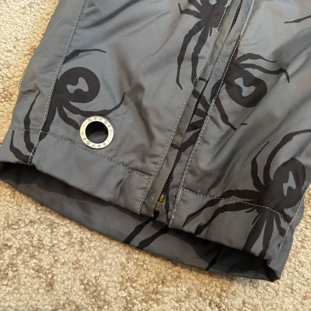 Spyder Men Grey Black Spider Print Thinsulate Insulated Ski Bib Shorts‎ Size M