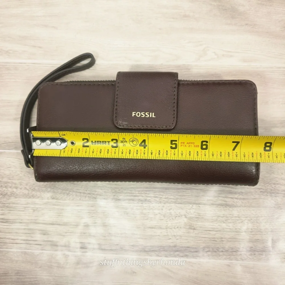 Fossil Madison Zip Clutch Claret Red Leather Wristlet SSWL2228609 Wallet