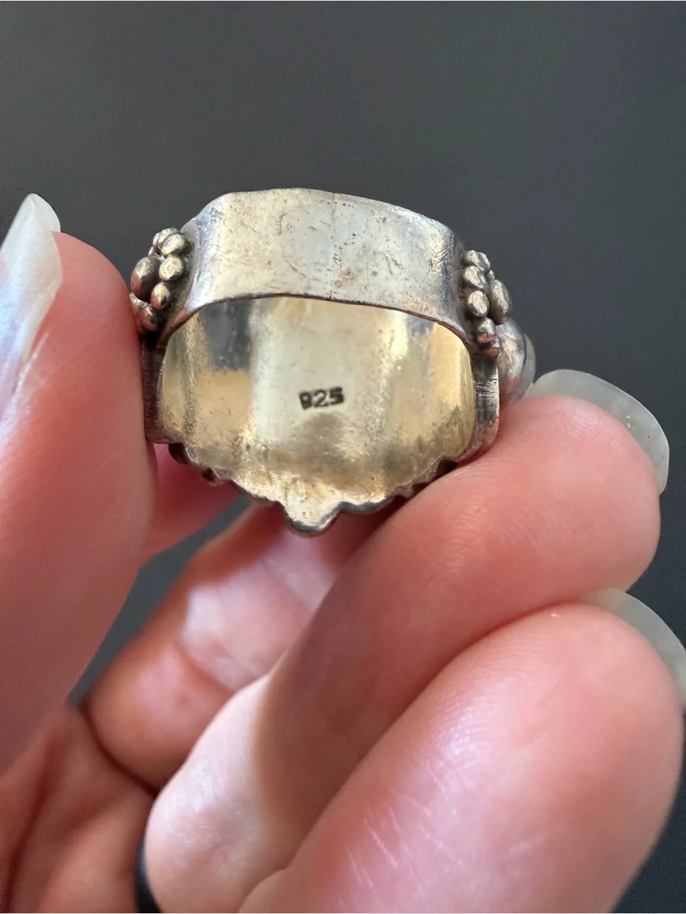 Vintage Moonstone Ring W/ Blue Flash Handmade Statement, Size 7.75, Gothic Style