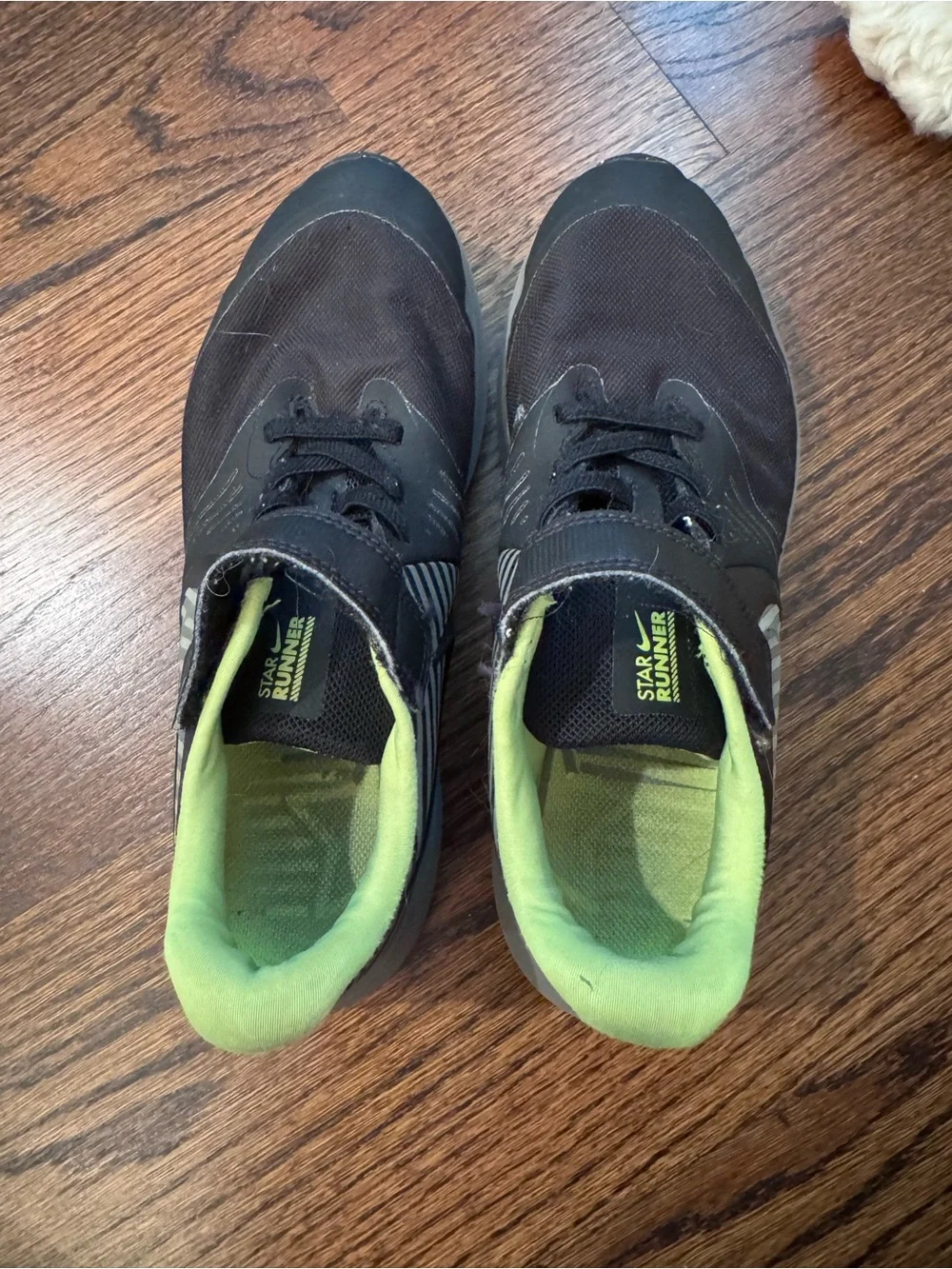Boys Black Athletic Sneakers with Lime Collar