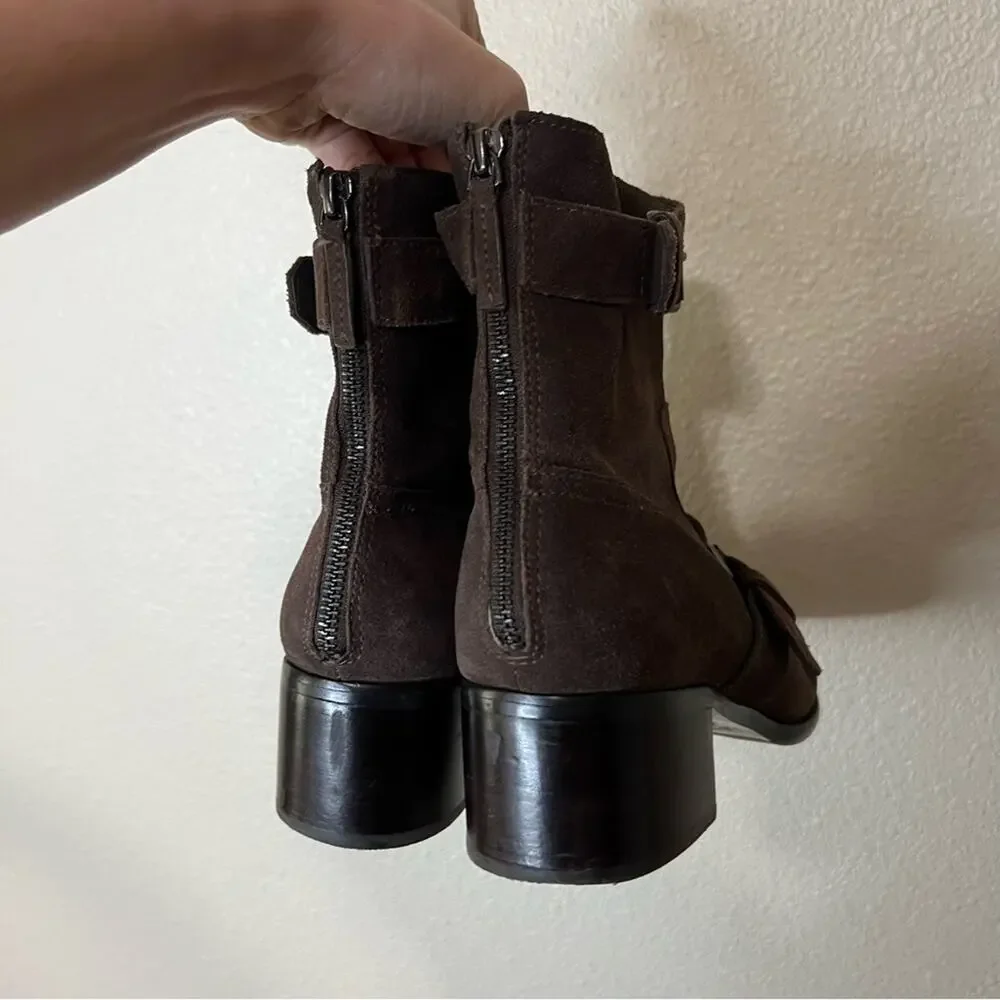 Pour La Victoire Martine brown suede zipper ankle boots 10