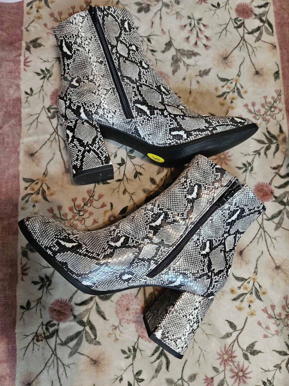 Madden Girl Snake Print Ankle Boots - Black & White
