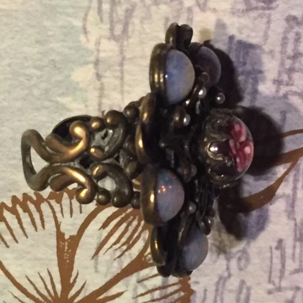 Ollipop Ornate Flower Adjustable Ring Sweet Romance