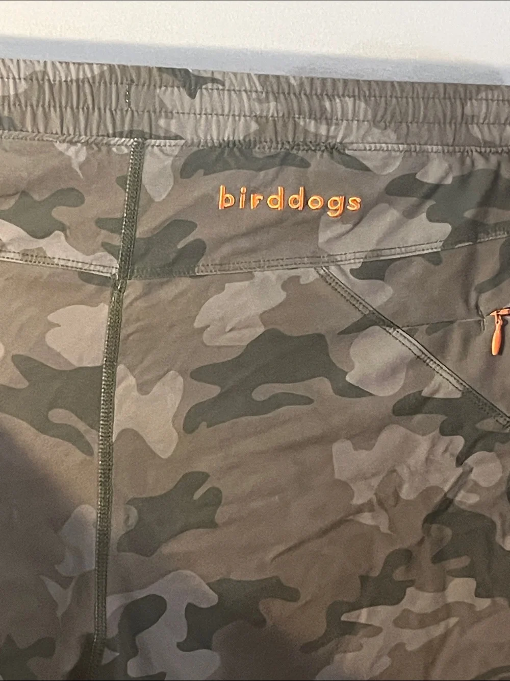 Birddogs Men's Camo Athletic Shorts with Orange Liner