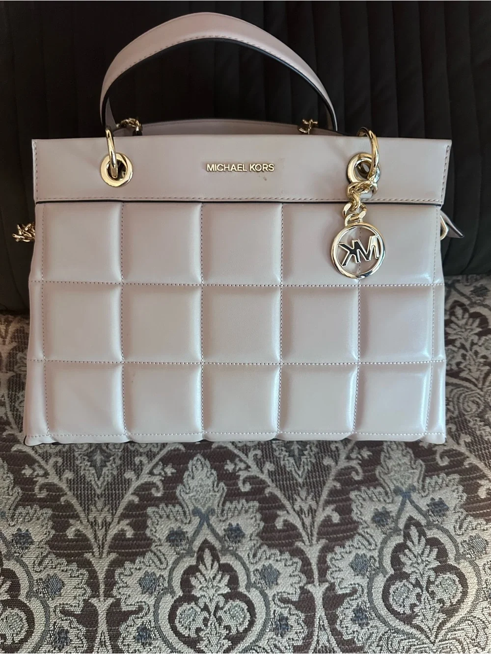 Michael Kors Quilted Top-Handle Satchel in Pale Pink