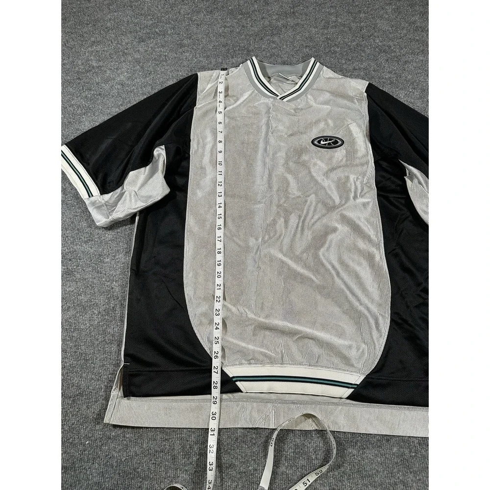VTG Nike White Tag Silver Ribbed Jersey Shirt 90s Green Swoosh Men's Large