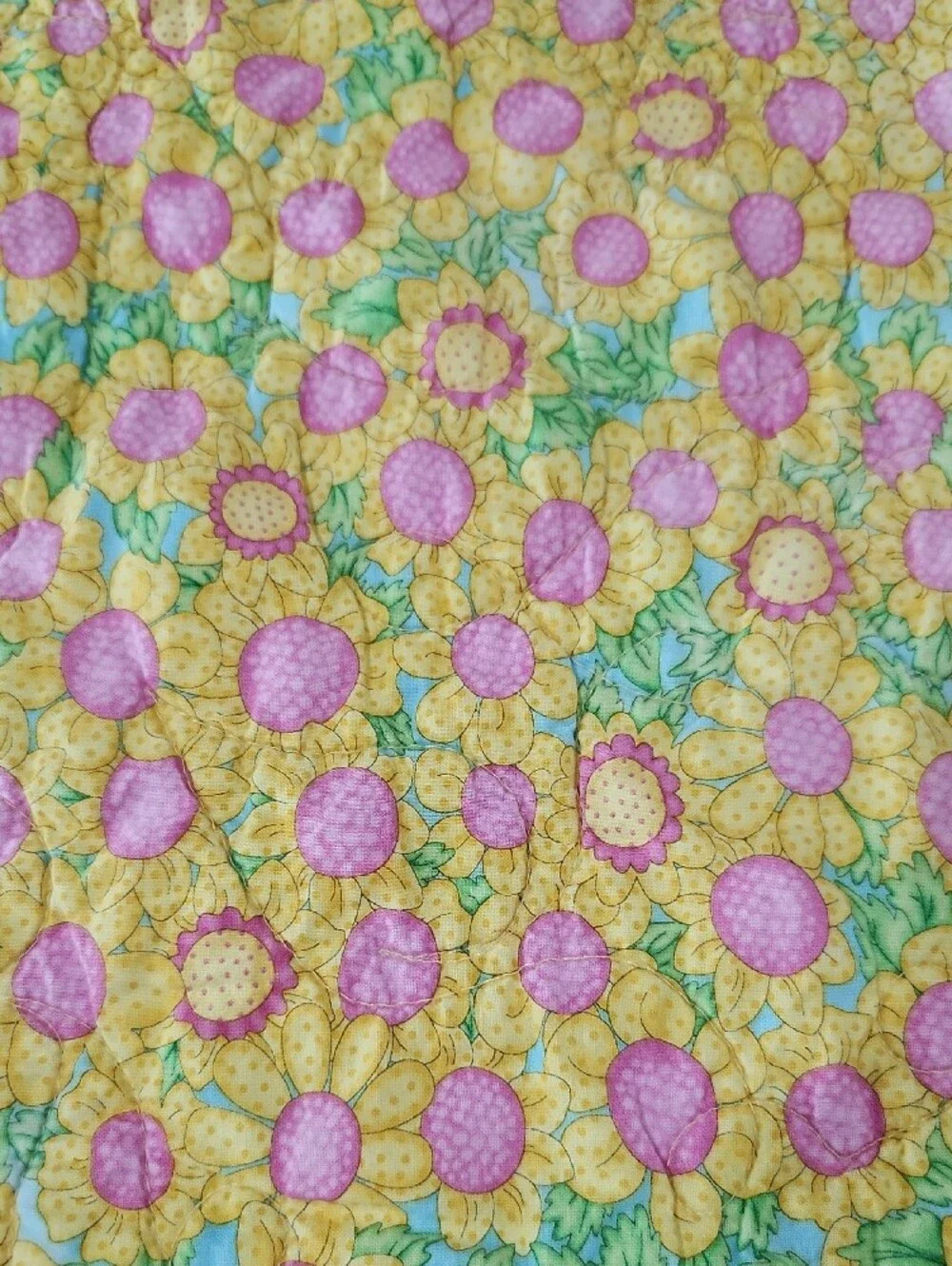 Yellow Patchwork Baby Quilt with Floral and Frog Motif