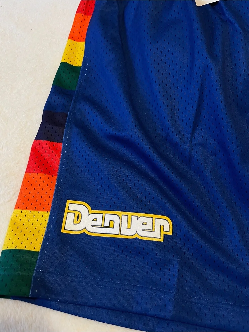 NWT NBA Denver Nuggets Blue Mitchell & Ness Throwback Shorts Sz XXL