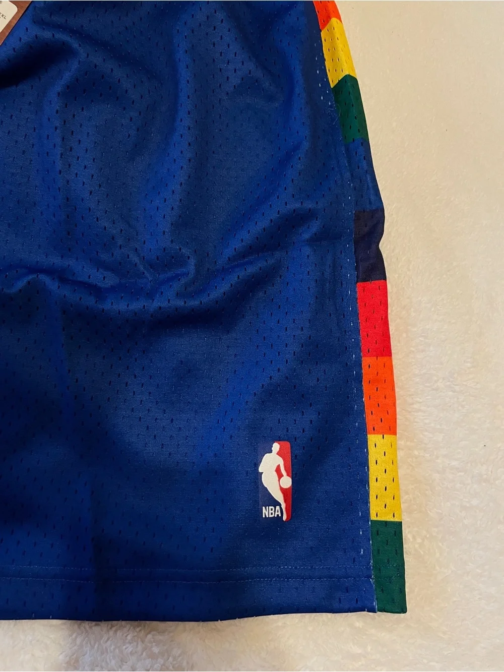 NWT NBA Denver Nuggets Blue Mitchell & Ness Throwback Shorts Sz XXL