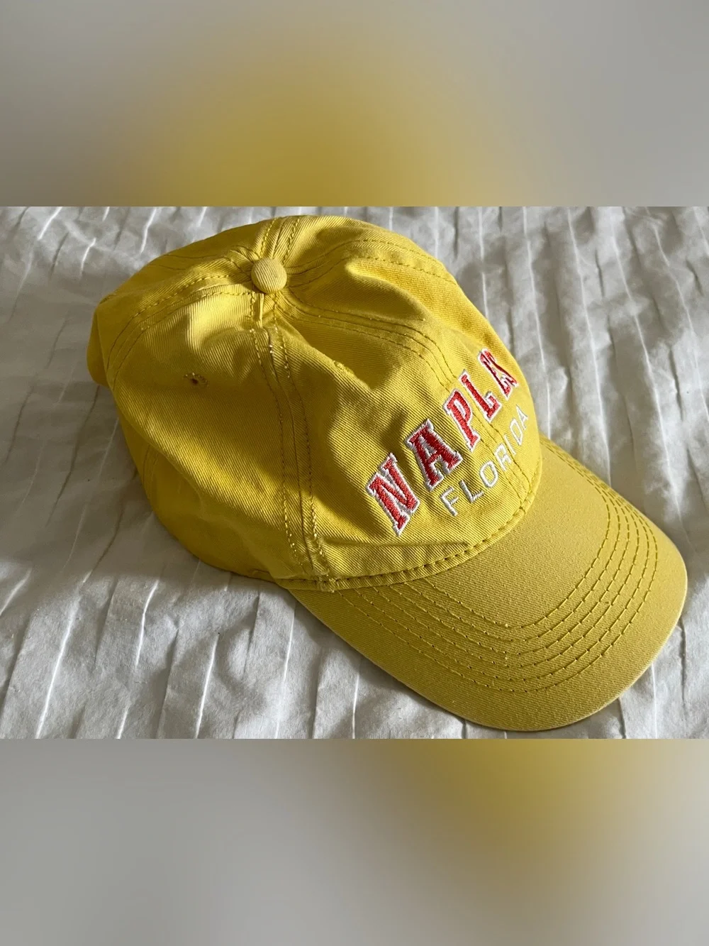☀️Naples FL Yellow Baseball Hat | Pink Embroidered Cap | Beach + Golf Style