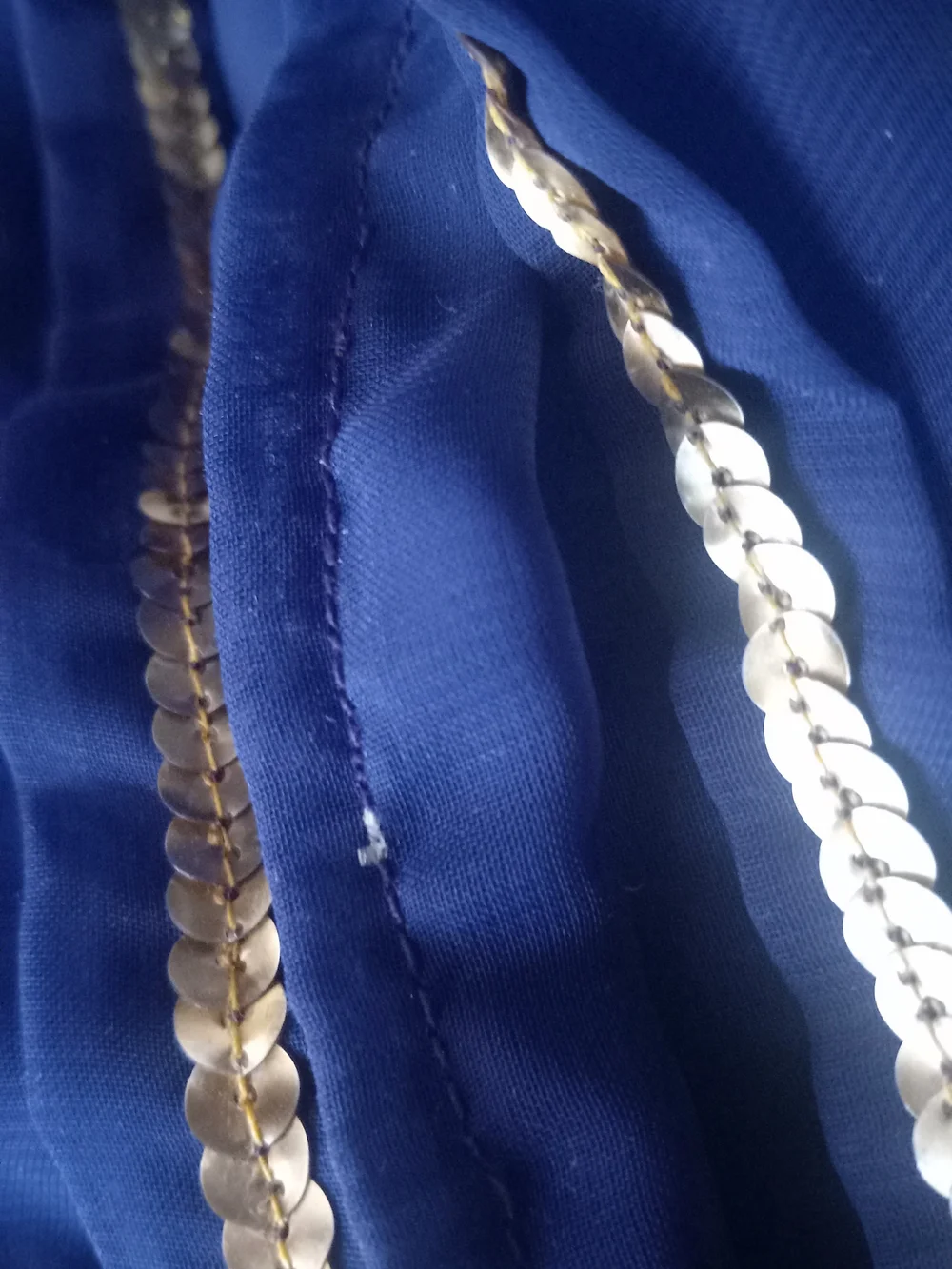INDIA Gold,Royal Blue Sequin-Trim Chiffon Wrap 42