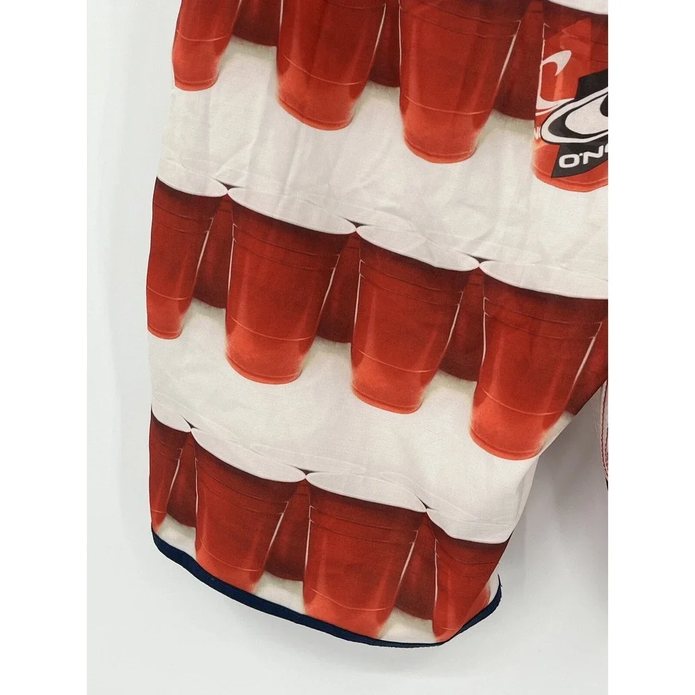 O'Neill Hyperfreak Red Solo Cup Beer Pong Board Shorts Swim Trunks 33 Measure 34