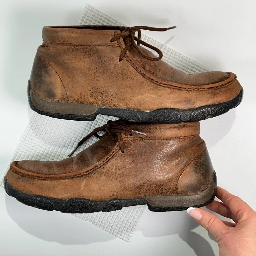 Twisted X Comfort Leather Moc Toe Chukka Shoes Brown 7.5