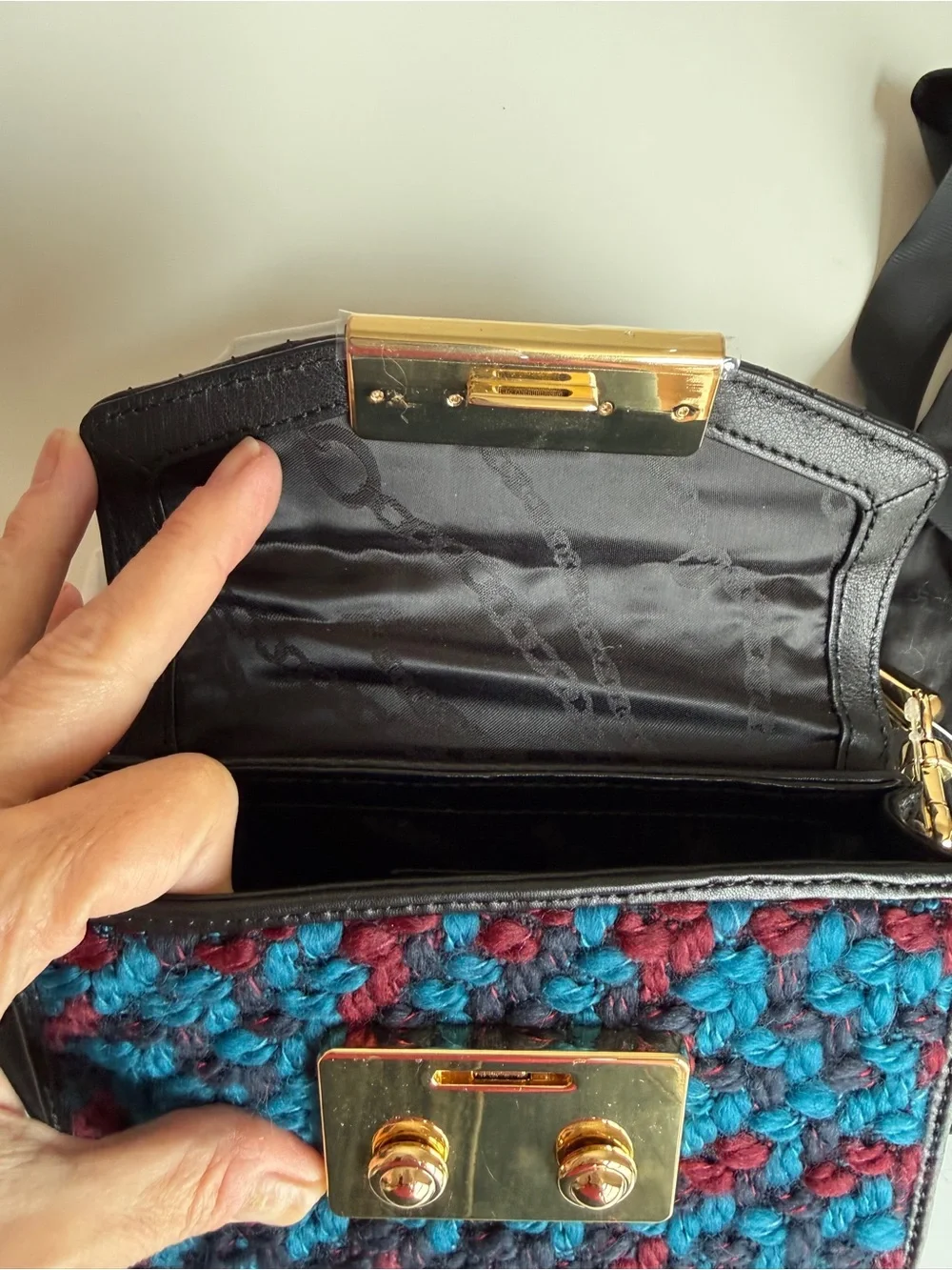 Juicy Couture NWT Balboa Mini Crossbody Black Multi Tweed Leather