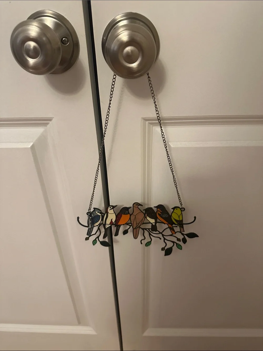 Colorful Metal Bird Branch Wall Hanging - Multicolor