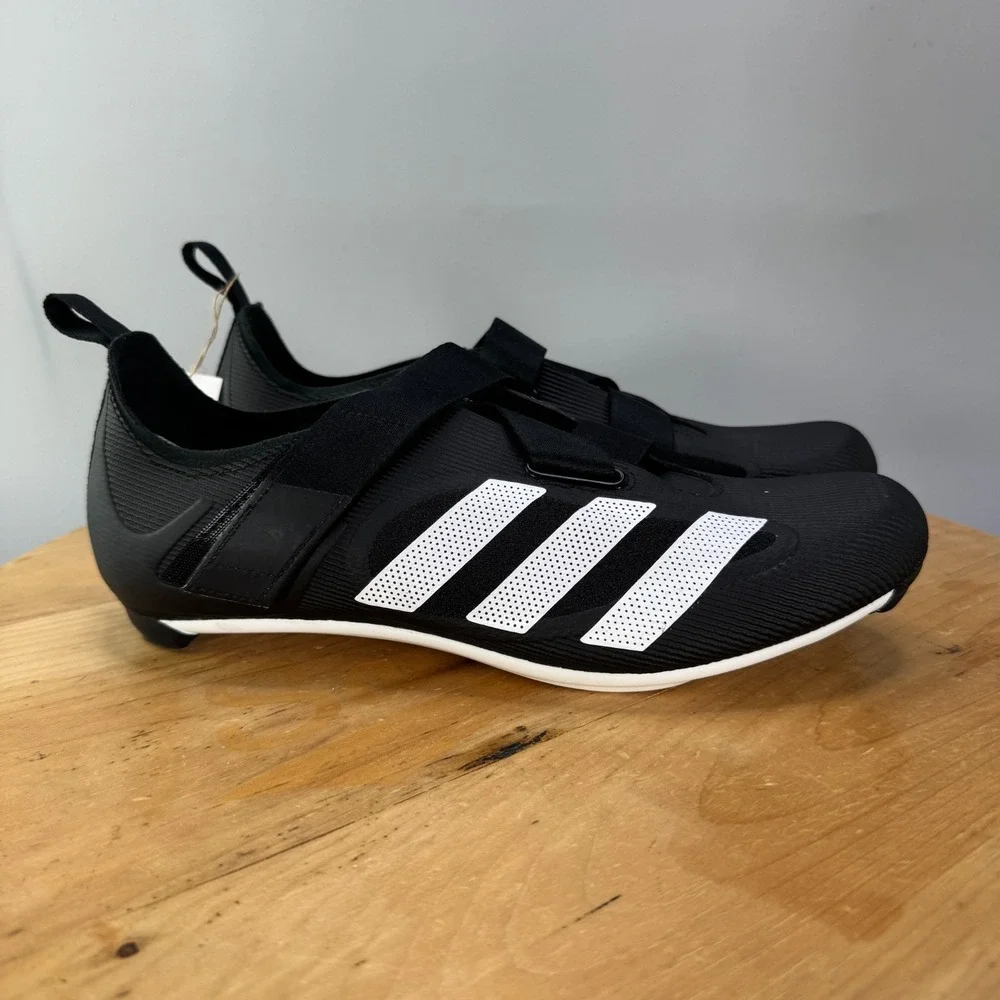 Adidas The Indoor Mens Size‎ 9.5 Cycling Bike Shoes Core Black White 3-Bolt NEW
