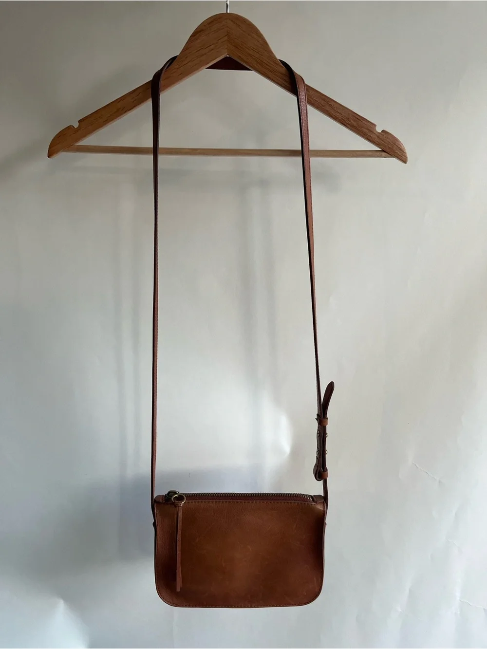 Madewell Leather Crossbody Bag Brown Small Minimalist Preppy Adjustable EUC