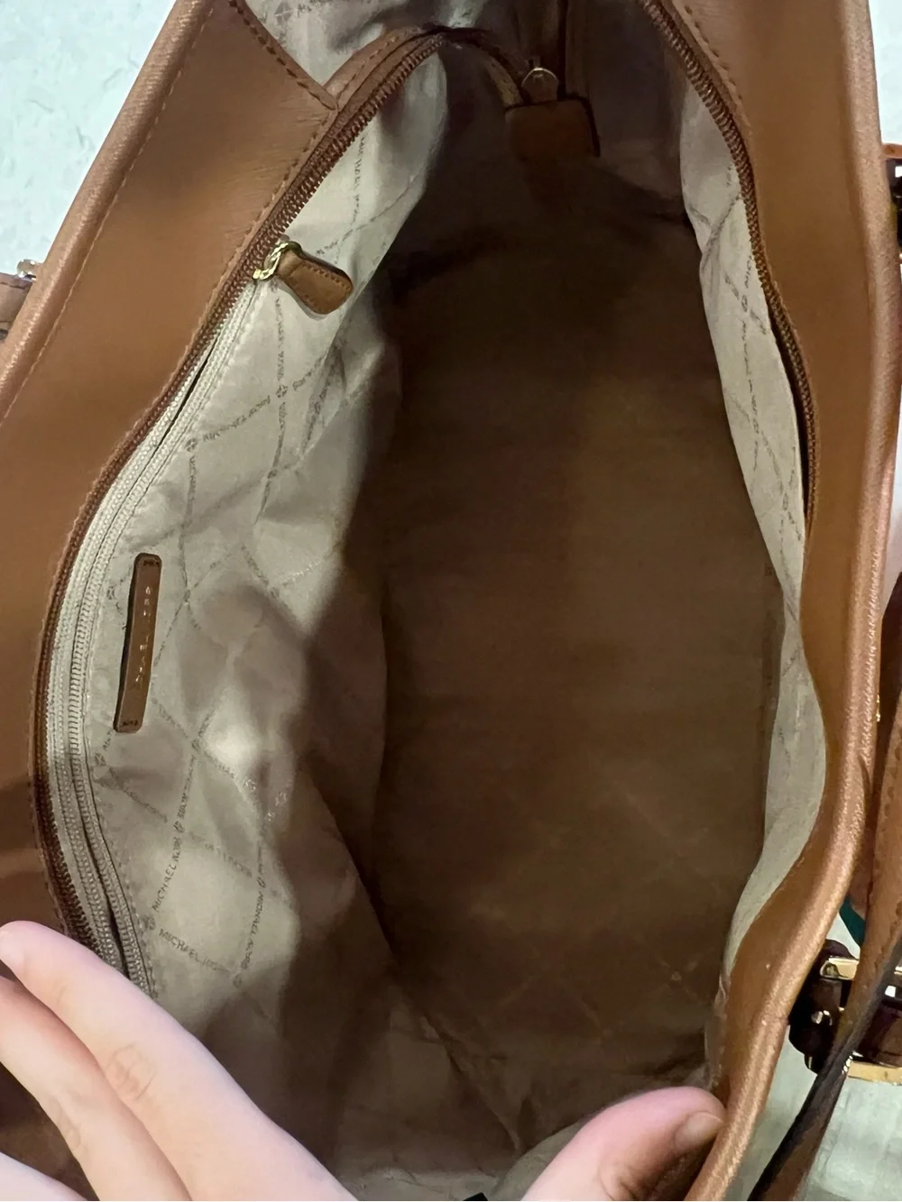 Michael Kors Brown MK Logo Tote with Gold Charm