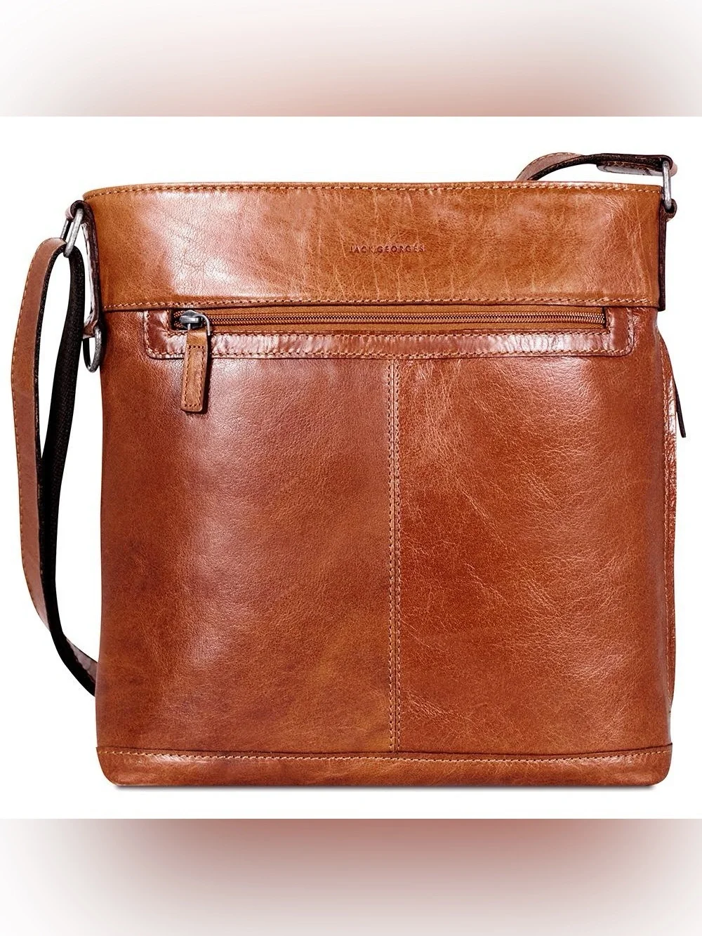 Jack Georges Voyager Honey Brown Buffalo Leather Cross Body Bag Travel Purse